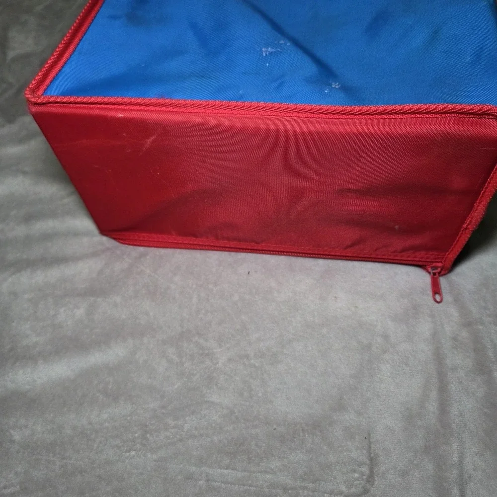 Vintage OshKosh Kids Red Blue Travel Suitcase Storage Organizer Bag 90s 80s